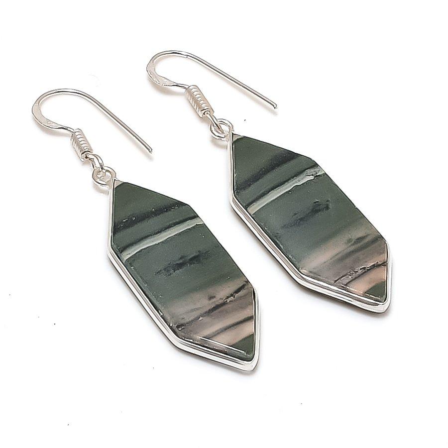 Natural Imperial Jasper Gemstone 925 Sterling Silver Jewelry Earring 2.09  AE-12259