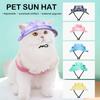 Cute Pet Sun Hat Cat Sun Hats for Dog Baseball Cap Round Brim Cat Hat Bucket Hat OPet Caps with Ear Holes Adjustable Drawstring