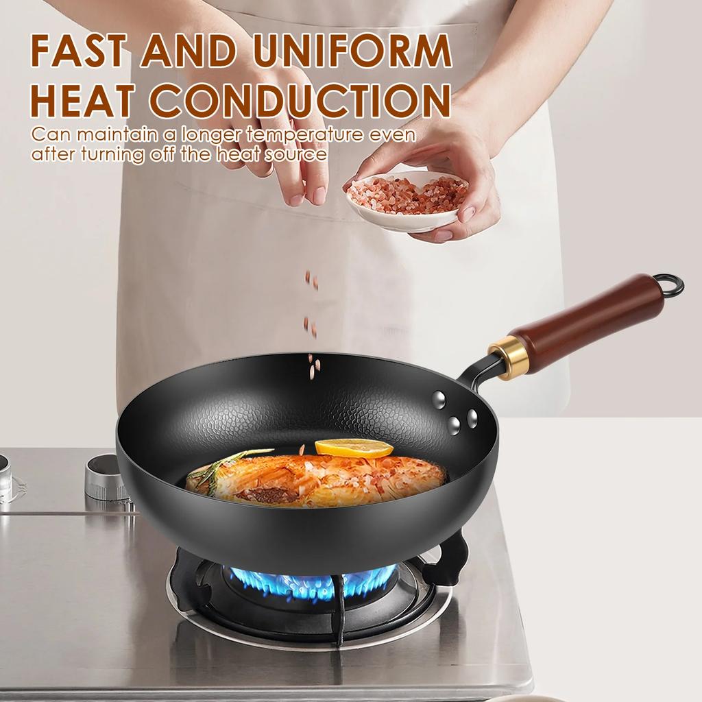 24/28cm Nonstick Frying Pan Iron Stir Fry Pans Steak Cooking Pot Skillet Saucepan Induction Pre-Seasoned Cast Iron Skillet