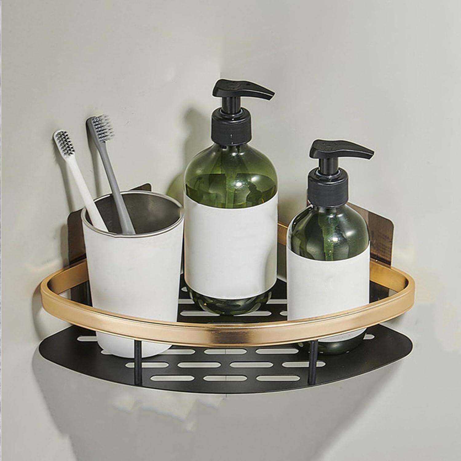 

1 Pcs Bathroom Accessories Aluminium Heavy Duty Self Adhesive Bathroom Corner Shelf for Wall, Multipurpose Wall Mounted Bathroom Organiser