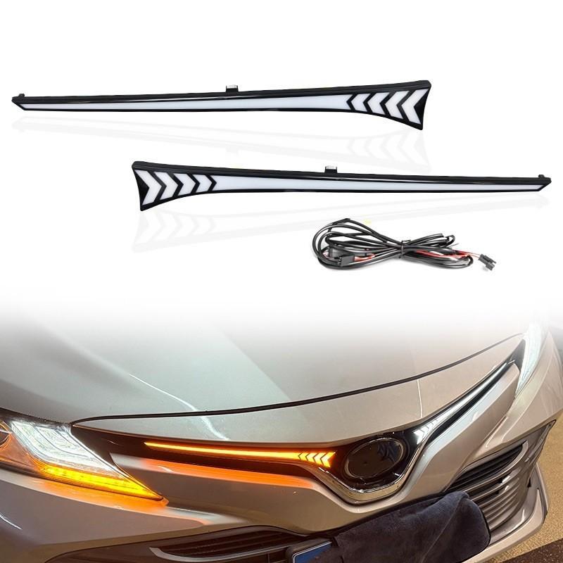 LED Front Grille Light For Toyota Camry XLE LE Hybrid 2018- Daytime Running Light Turn Signal Light Sequential
