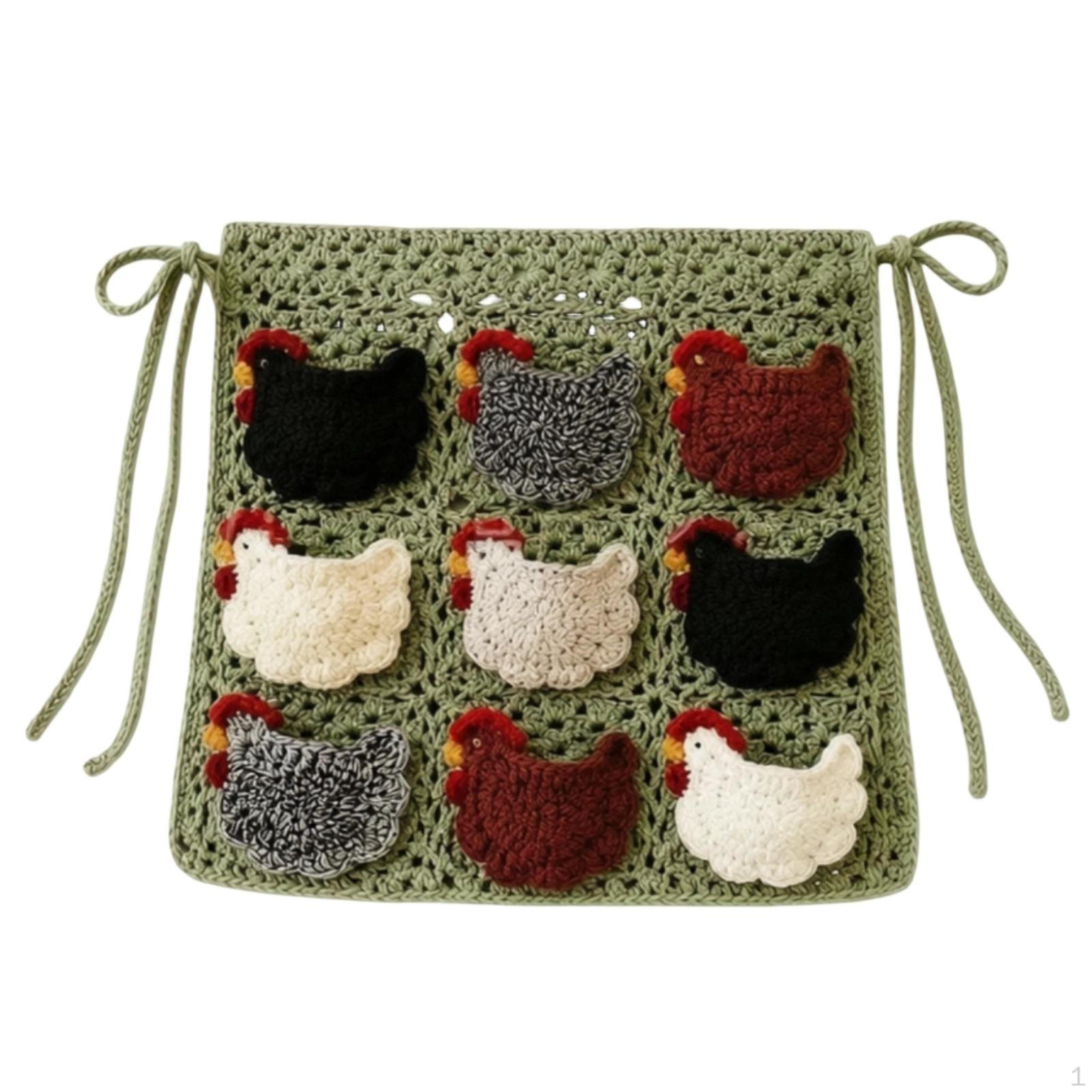 Farmhouse Crochet Chicken Egg Collecting Apron Rustic Cute