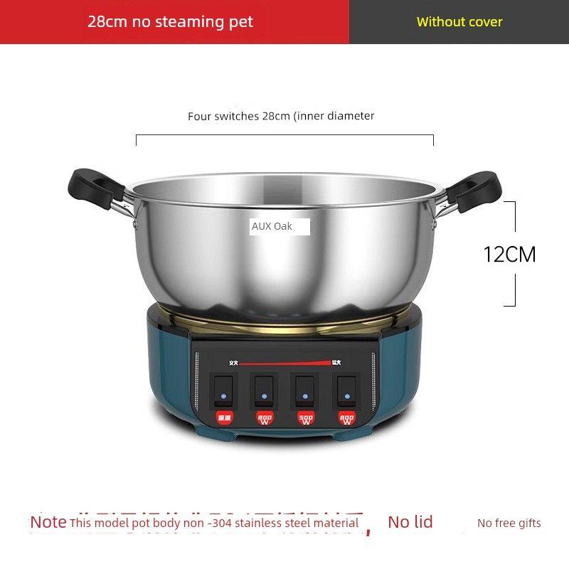 

Ox 304 Stainless Steel Electric Frying Pan Thickened Multi-Functional For Home Cooking Integrated Electric Hot Pot Frying Pan 28cm no cage [no lid] (no gifts) No recommend