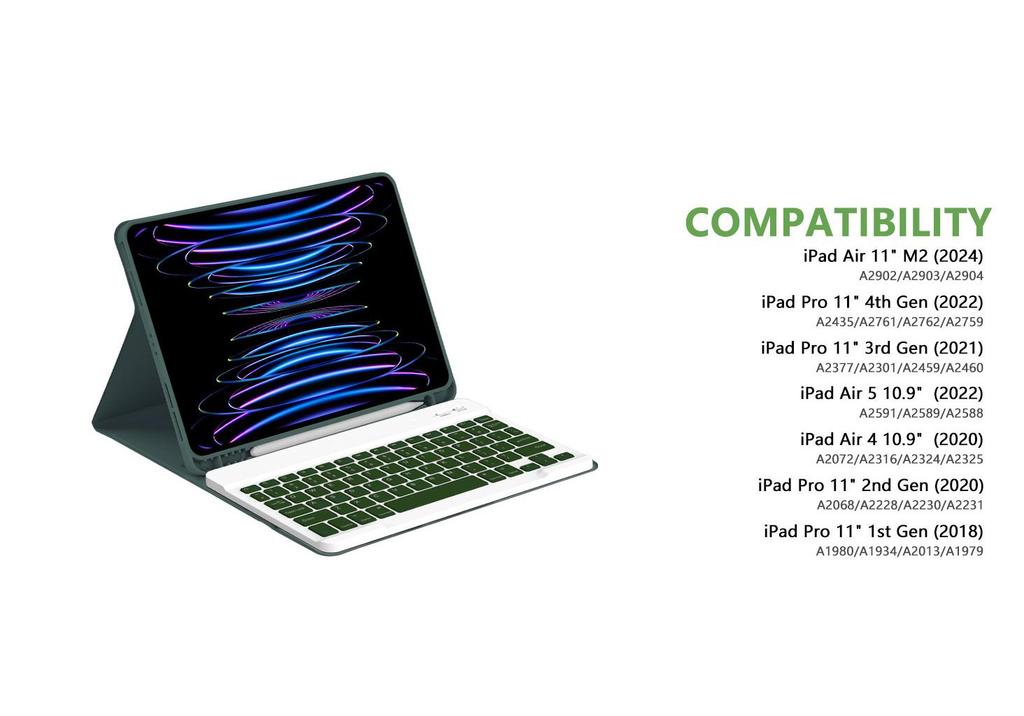 iPad 2025 A16 Air 5 Case: Backlit Keyboard & Mouse Set for 10.9/11-inch Pro 11 Tablets (11th Gen Compatible)