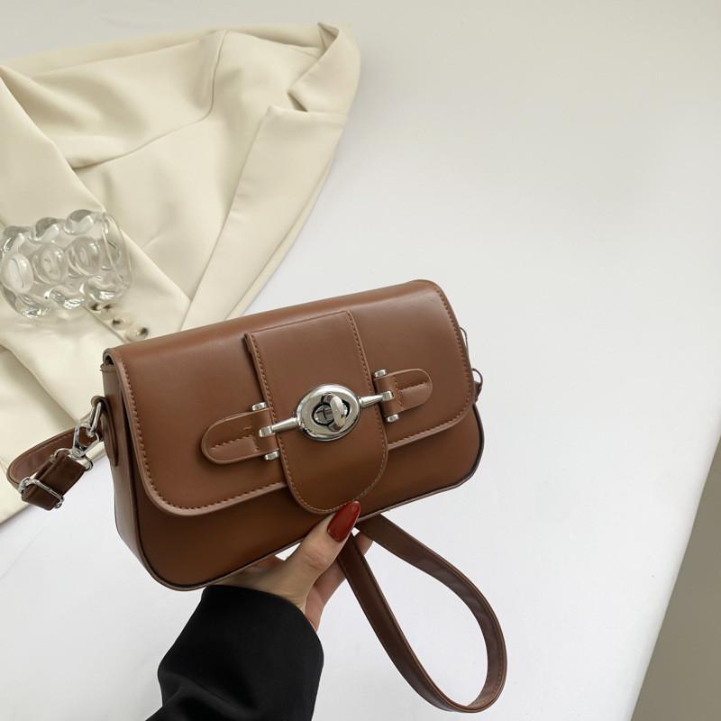 Chic Retro Pu Small Shoulder Bag For Women Trendy Crossbody With Stitching Details
