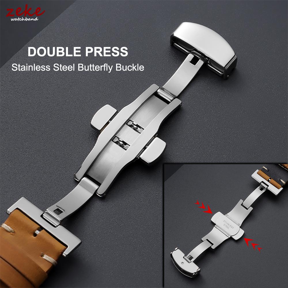 Genuine Calfskin Leather Watchband 14/16/18/20/22/24mm Butterfly Clasp Stitching Straps for Omega Business Watch Band for Seiko