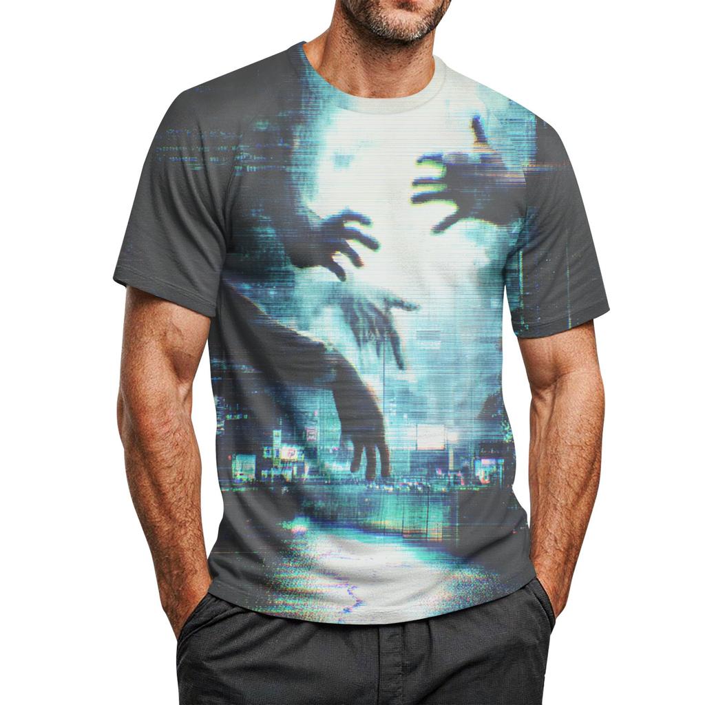 Herre Halloween Trykket Rund Hals Raglan Kort Ermet Topp T-skjorte