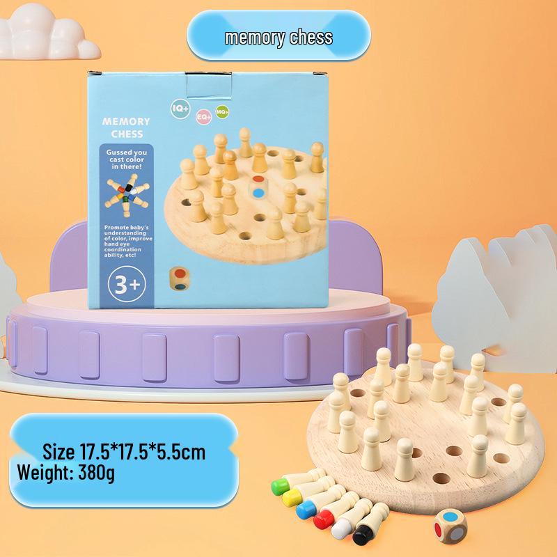 

Wooden Montessori Color Memory Chess for Kids - Educational Puzzle and Parent-Child Interaction Toy