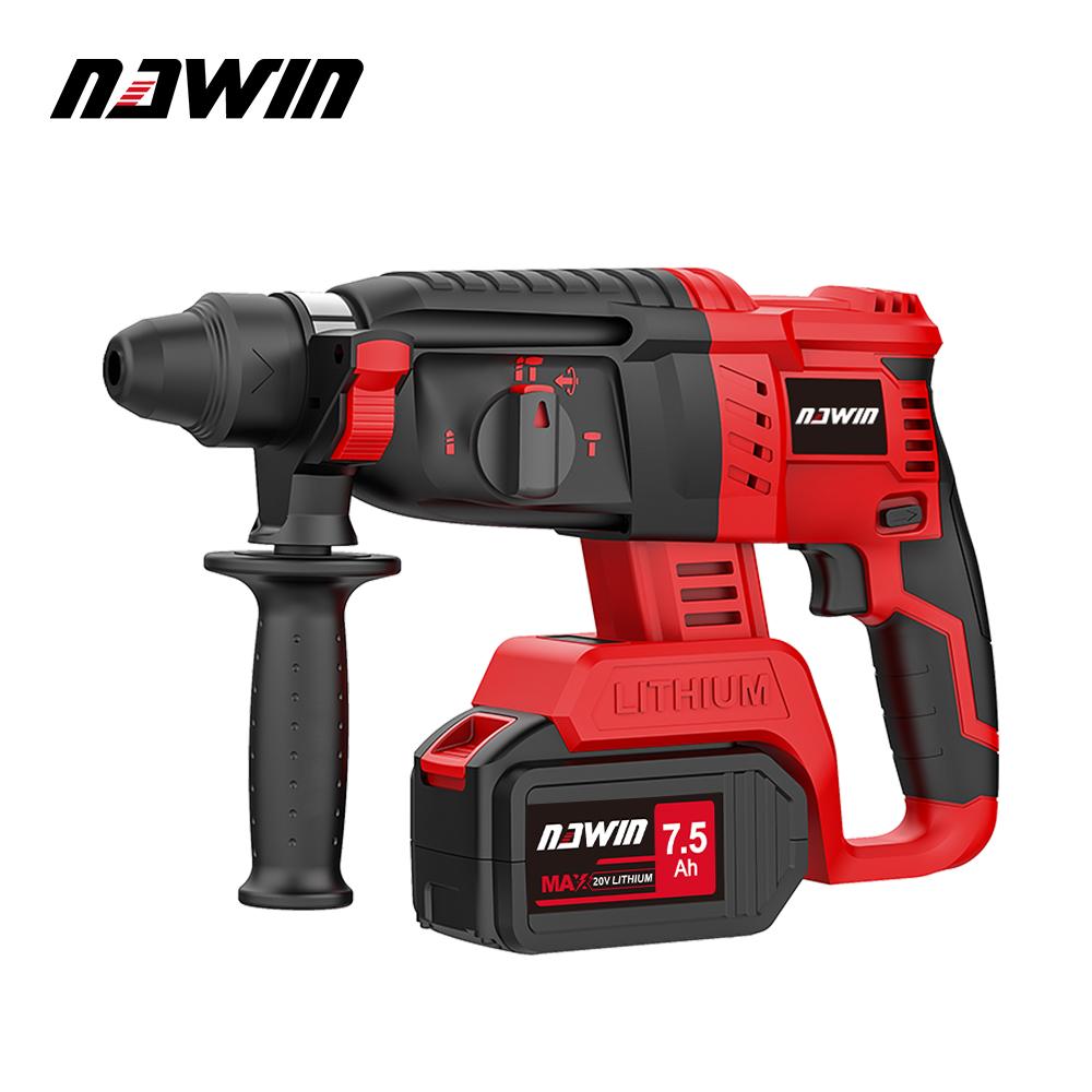 NAWIN 300N/M Cordless Rotary Hammer Brushless Copper Motor Rechargeable Hand-held Electric Tool Hammer Impact Drill
