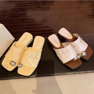 Height-increasing Shoes Women's Shoes Metal Buckle One-heel Flip-flops