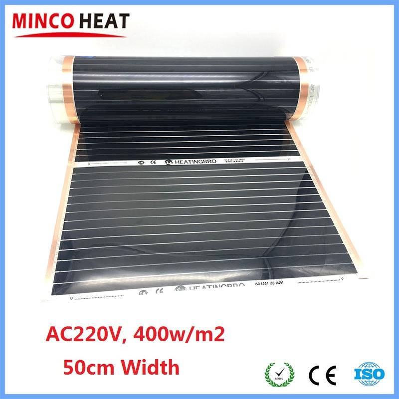 MINCO HEAT Alle Größen 400W/m² Infrarot-Heizfolie Warme Matte für Fußbodenheizungssystem Hohe Temperatur