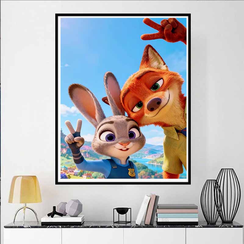 Disney Set Pittura Diamante Classico Judy e Nick Fan Art 5D Pittura Diamante Punto Croce Mosaico Decorazione Casa