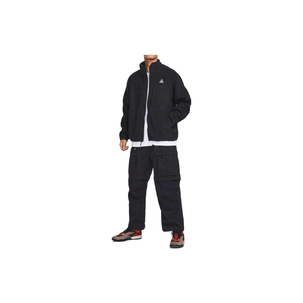 Nike Serie ACG Tinta Unita con Cuciture Collo Alto Zip-Up Giacca Casual in Pile Tessuto Uomo Giubbotti FN0373-010