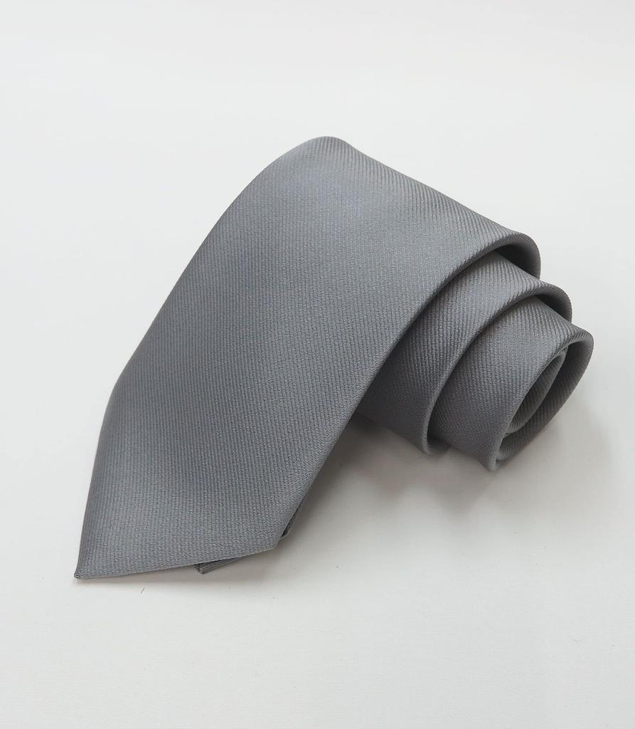 [GANJI] Business Necktie, Jacquard Weave, Solid Color, Made in Japan, 30 Colors, Boxed (Light Gray)