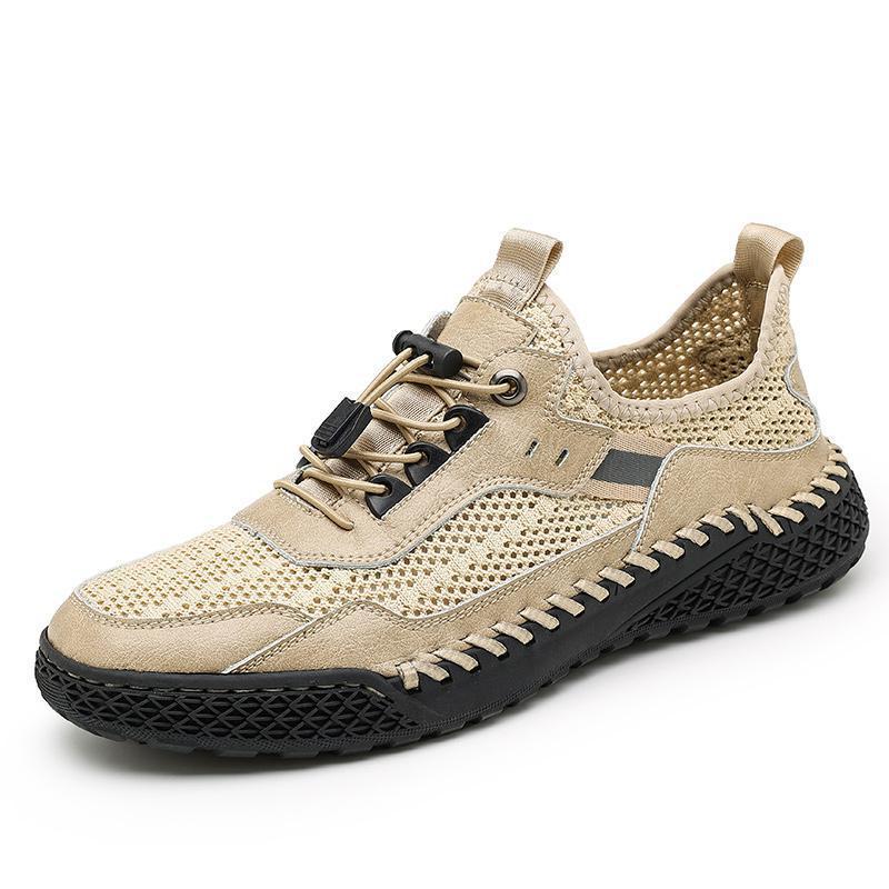 2024 Men s Large Mesh Outdoor Casual Breathable Non-slip Leather Shoes 40