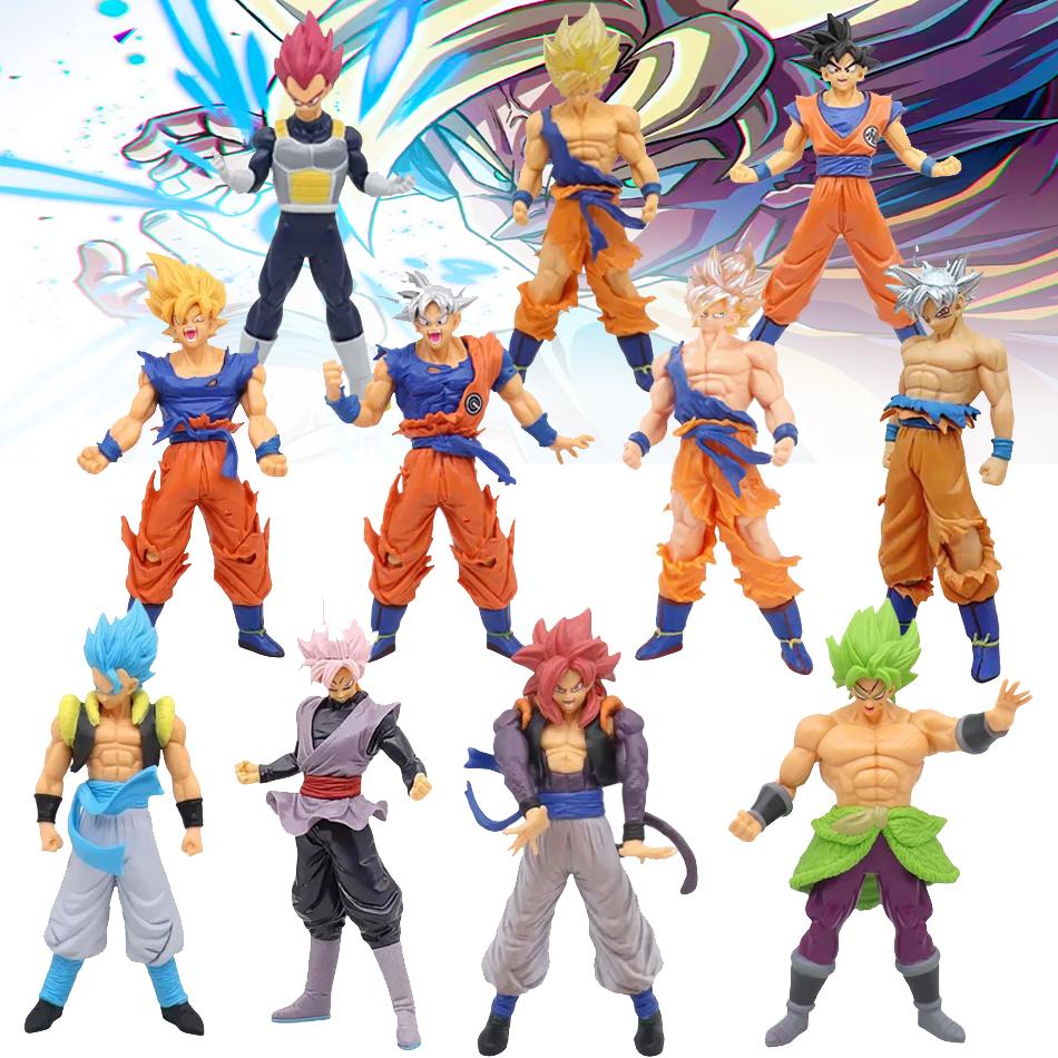 Dragon Ball Z Anime Action Figures - Goku Broly Vegeta Super Saiyan Forms 18cm PVC Model - Collectible Figurine Gift for Kids and Fans
