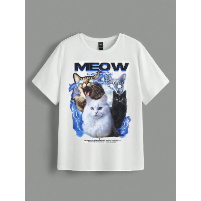 

Женская футболка с принтом в виде забавных кошек в винтажном стиле с коротким рукавом, летняя уличная мода, топы с круглым вырезом, свободная женская одежда, рубашка 6xl