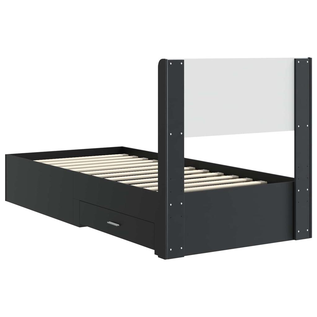 Bed Frame with Storage Space and Headboard Black 75 X 190 Cm