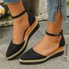 Sandalias de Cuña para Mujer Cuero de Ante Sandalias Casuales Verano Nuevas Sandalias Slingback para Mujer Moda Plataforma de Punta Sandalias Mujer
