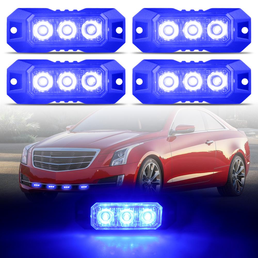 4 buc. Lumină de avertizare stroboscopică 3Led Grilă stroboscopică Bară luminoasă intermitentă pentru camion Lampă far pentru mașină Semafor 12V 24V Lumină pentru mașină