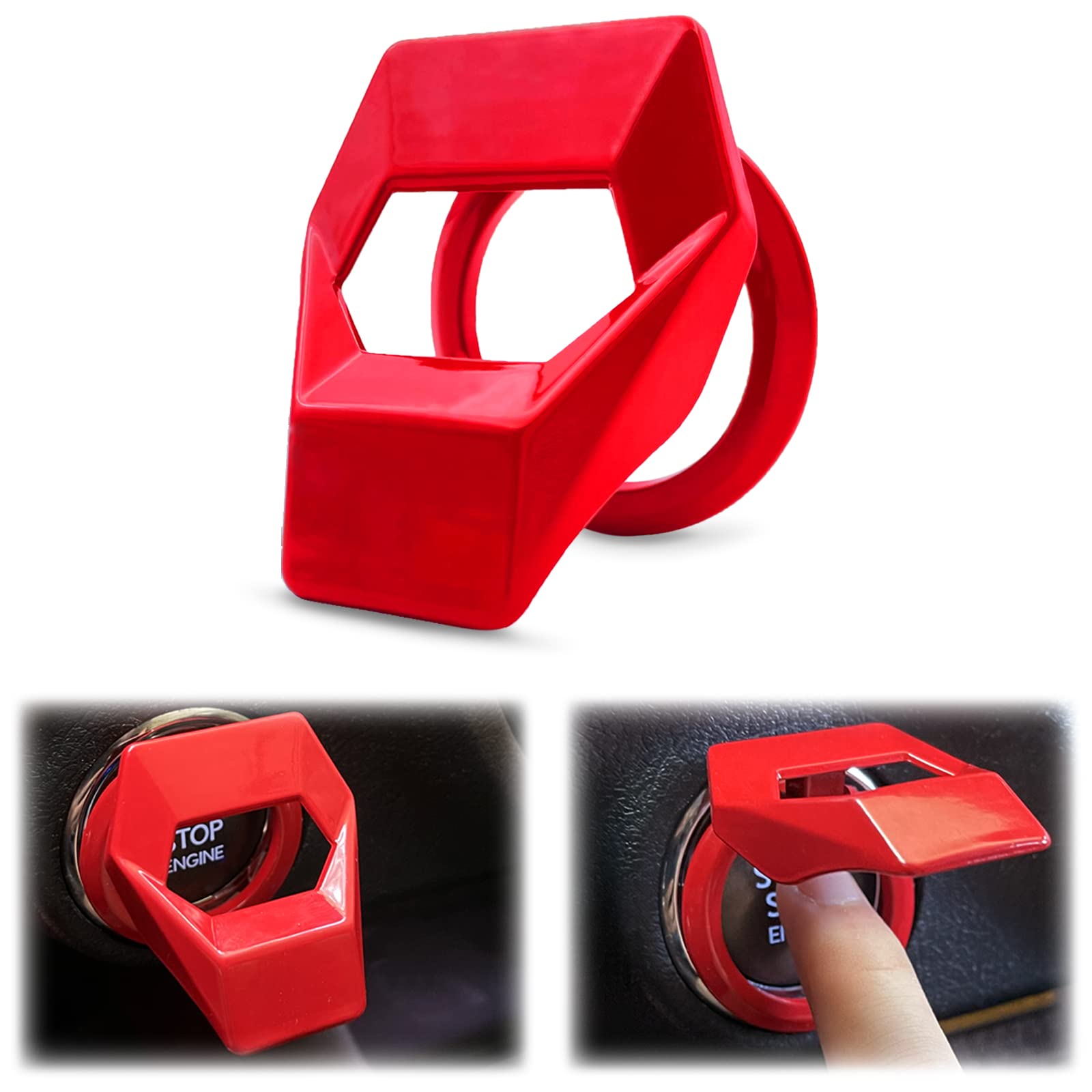 

Universal Engine Start/Stop Button Cover Motor Ignition Switch Trim Cover Push To Start Button красный