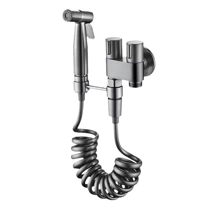 Set Spray Bidet WC a Doppia Uscita in Acciaio Inossidabile con Valvola Angolare