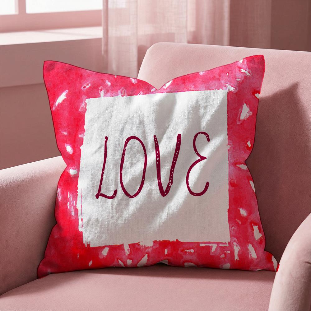 Valentine Red Heart Cushion Cover Multi-Scene Pillow Cover for Home & Car - Reversible, Soft & Durable for Daily Use
