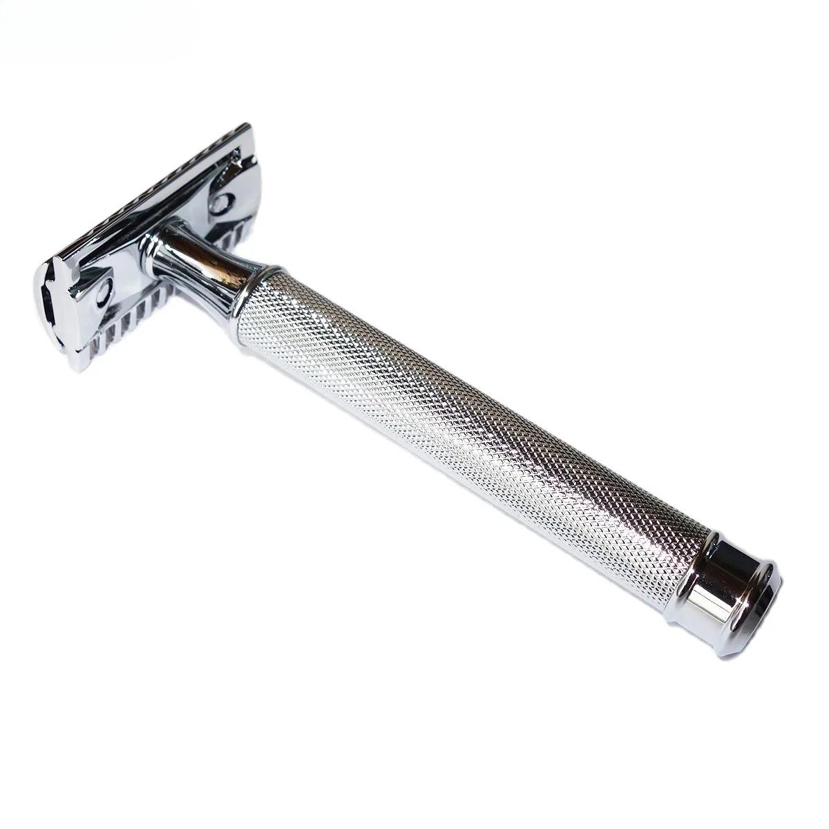 

Новая классическая бритва из нержавеющей стали тяжелого веса с двойным лезвием для удаления волос, для влажного бритья, с 10 лезвиями для мужчин