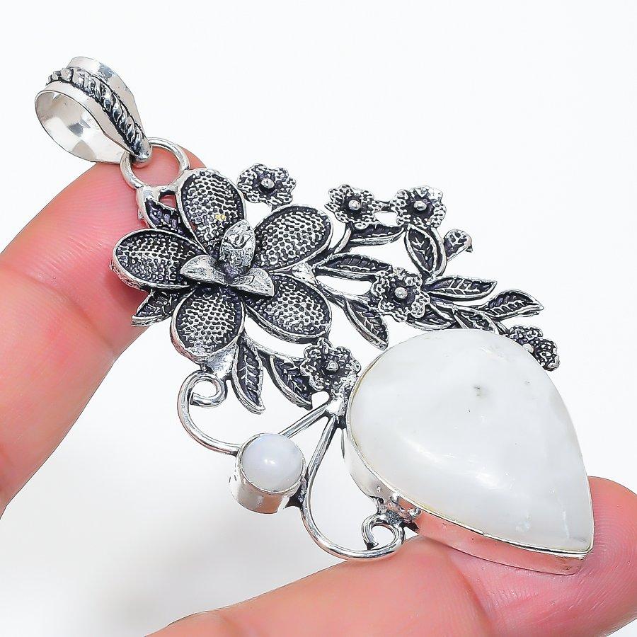 

Подвеска из серебра 925 пробы с натуральным радужным лунным камнем 2,99 дюйма D0a82