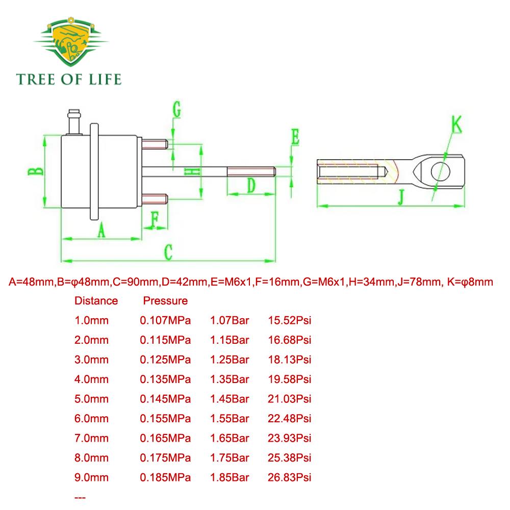 1 bar-2,0 bar Universaltyp Kort Rob Högtryck Turboaktuator HX35W HX40W Intern Wastegate Produkter av Hög Kvalitet