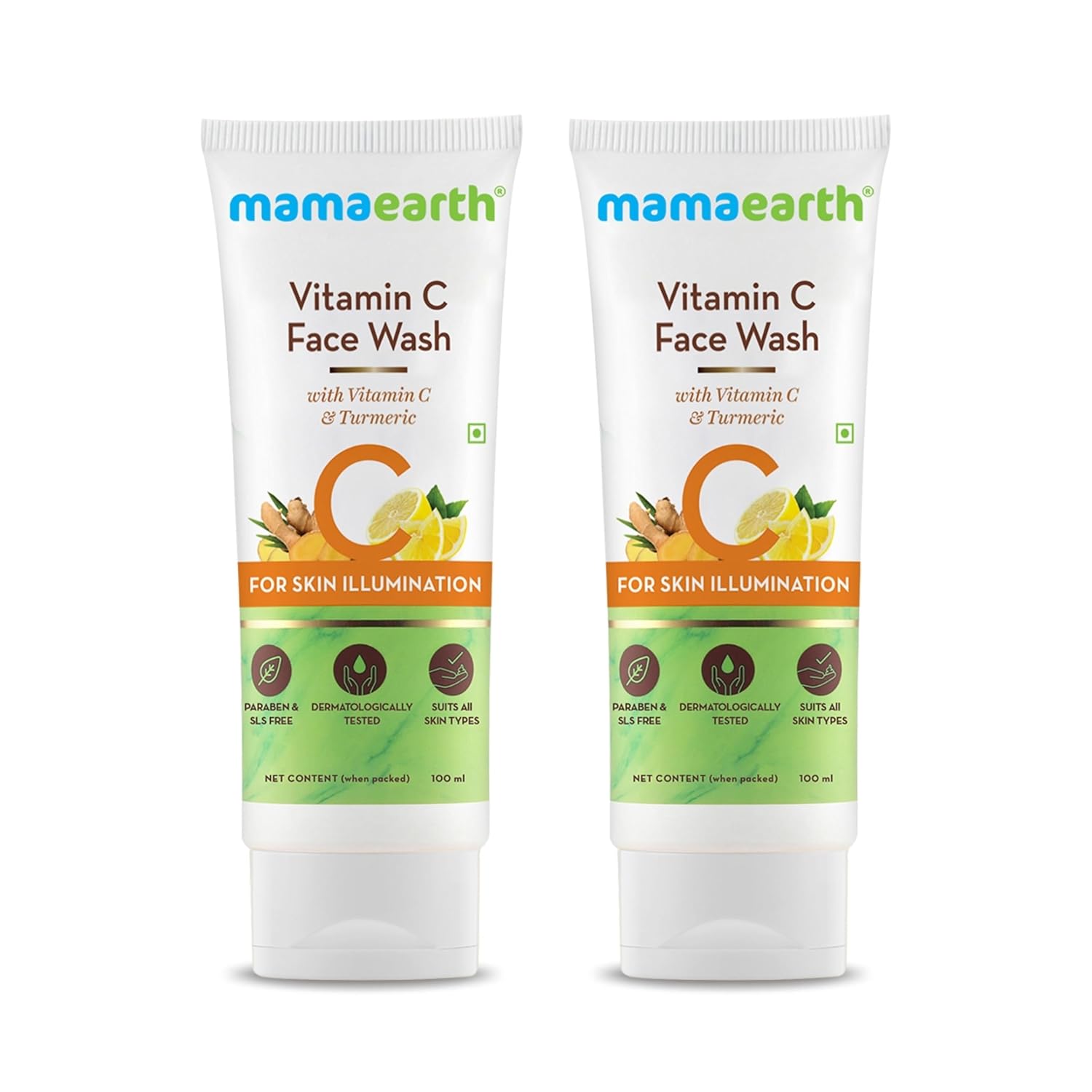 

Mamaearth Vitamin C Face Wash For Glowing Skin 100ml Pack Of 2 Brightening Oil-Free Face Wash For All Skin Types