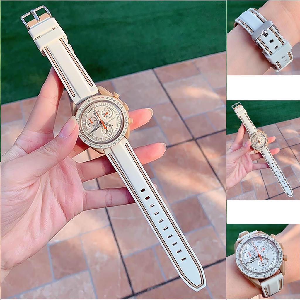 20mm Watch Band for Swatch X OMEGA Speedmaster Silicone Watch Strap for Swatch and Quick Release Replacement Tool and 3 Spring Bars Included [Ylfcly]