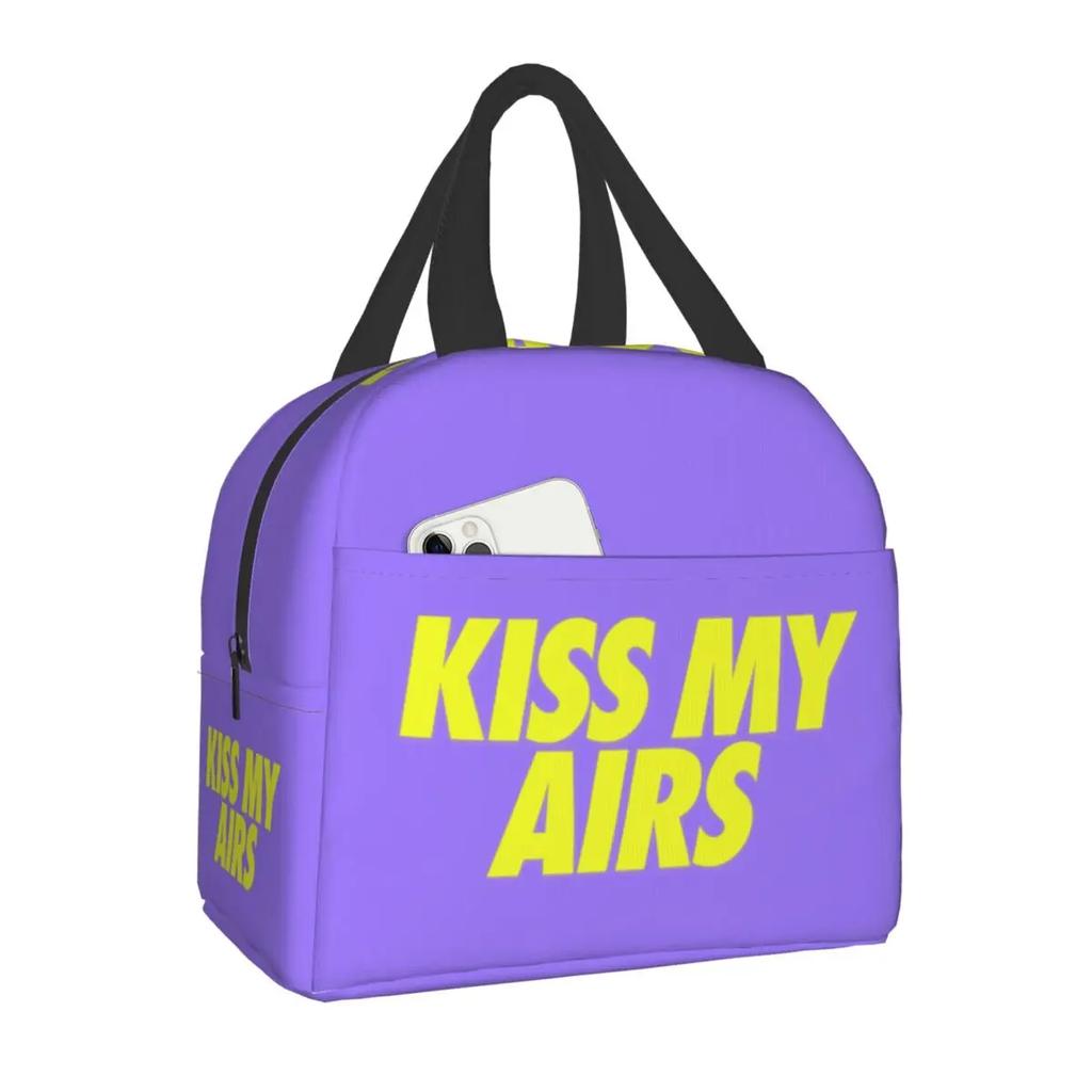 Kiss My Airs Portable Lunch Box for Women Kids School Thermal Cooler Food Insulated Lunch Bags Outdoor Travel Picnic Storage Bag
