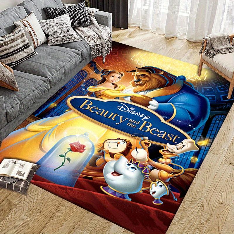1pc Beauty and the Beast Carpet Area Rug, Bedroom, and Playroom Durable, Stain-Resistant, and Easy To Clean, Living Room
