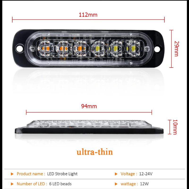 4LED 6LED Strobe Warning Light Strobe Flashing Lightbar Traffic Light Car Light Car Beacon Lamp For Truck 12V 24V White Amber