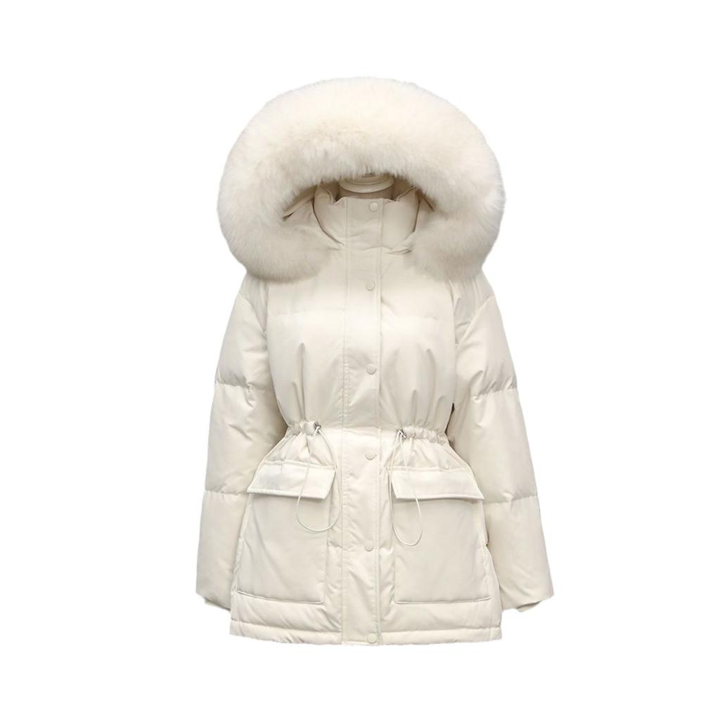 Dámská ležérní bunda volného střihu, bavlněná bunda střední délky, velká kapsa, zesílená bavlněná bunda