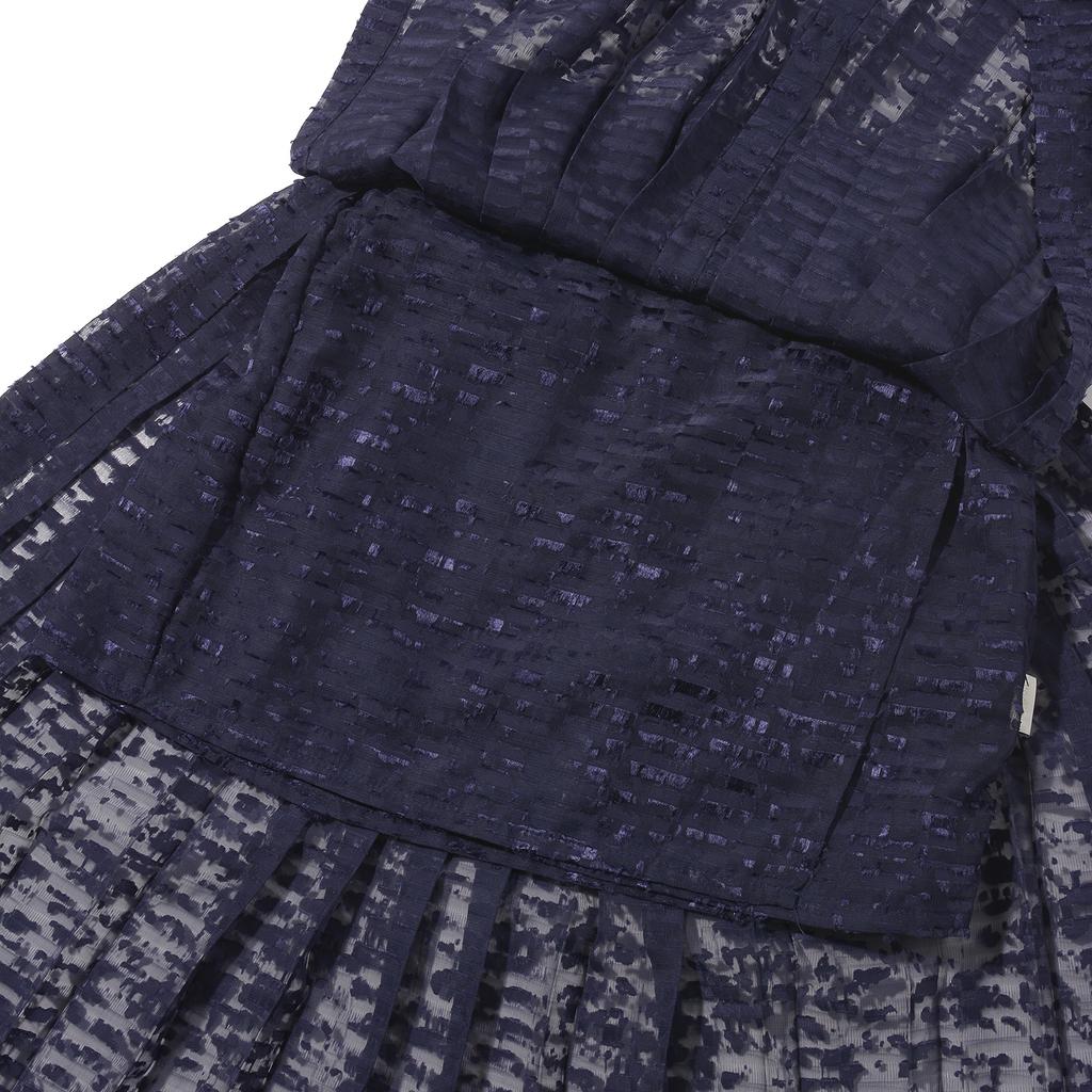 Aimeolkeu Button Pleated Skirt (Navy)