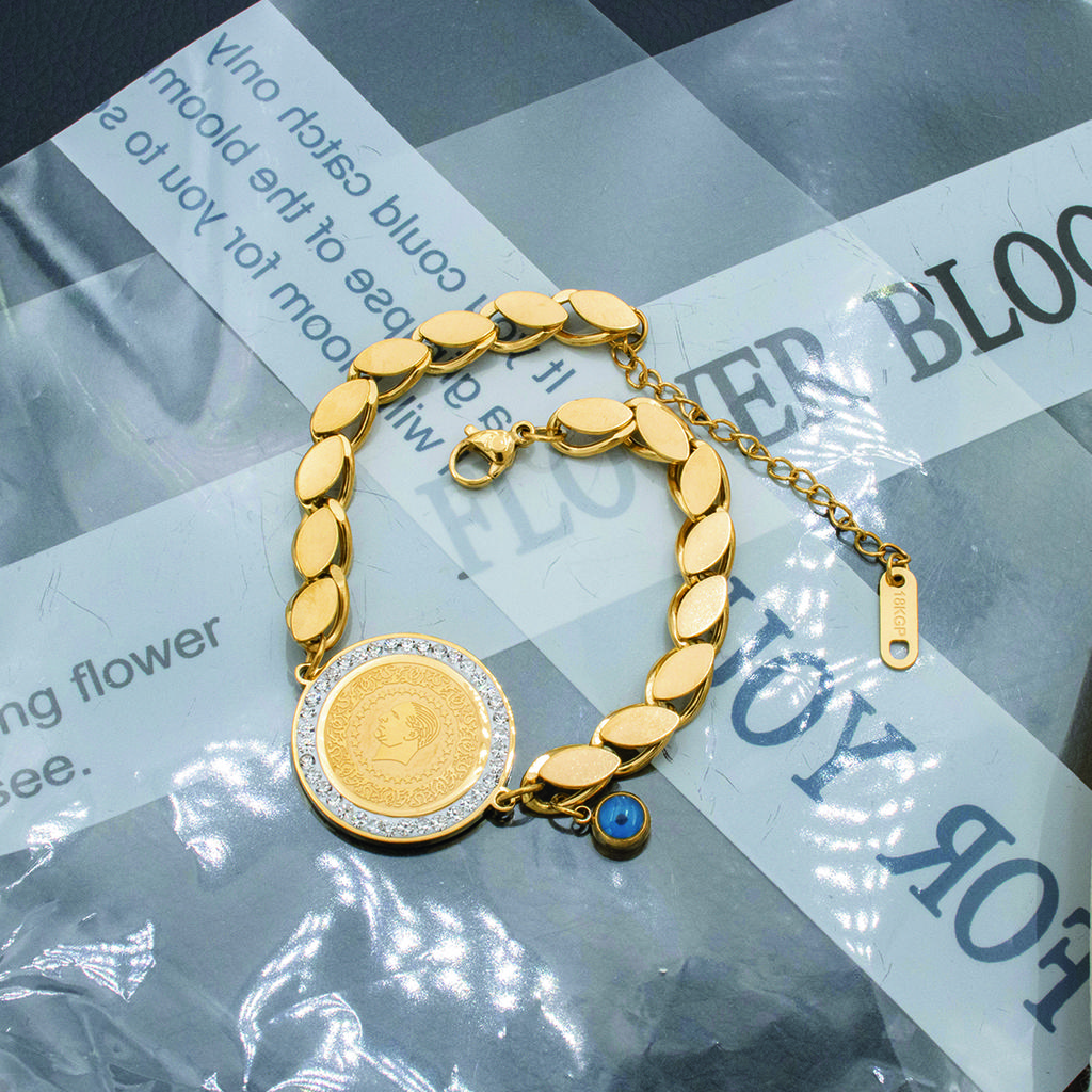 2025 New Luxury Gold Color Charm Bracelet - Stainless Steel Jewelry for Women, Hypoallergenic Gift & Party Accessories