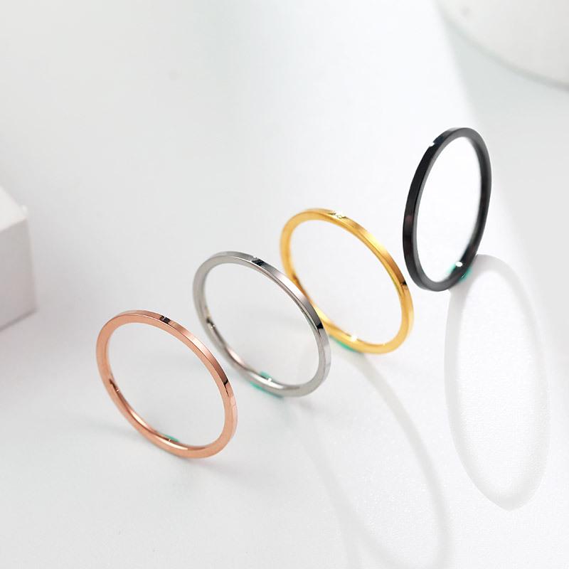 1mm Minimalist Polished Rose Gold Titanium Stainless Steel Couple Rings - Ultra-Fine Pinky Design US 8# розового золота