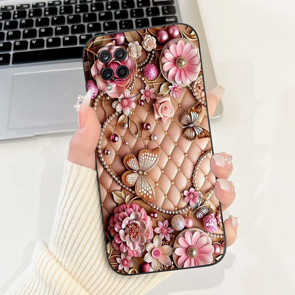 Funda For Samsung A12 Case A125F Silicone Cute Kawaii Luxury Fashion Flowers Cover For Samsung Galaxy A12 Phone Case Shockproof