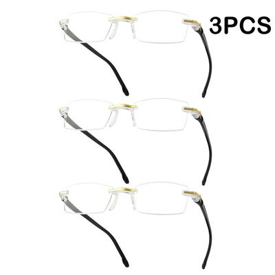 3PCS Fashion Lightweight Reading Glasses Presbyopia Glasses Blue Light Blocking Glasses Rimless High-Definition Reading Glasses