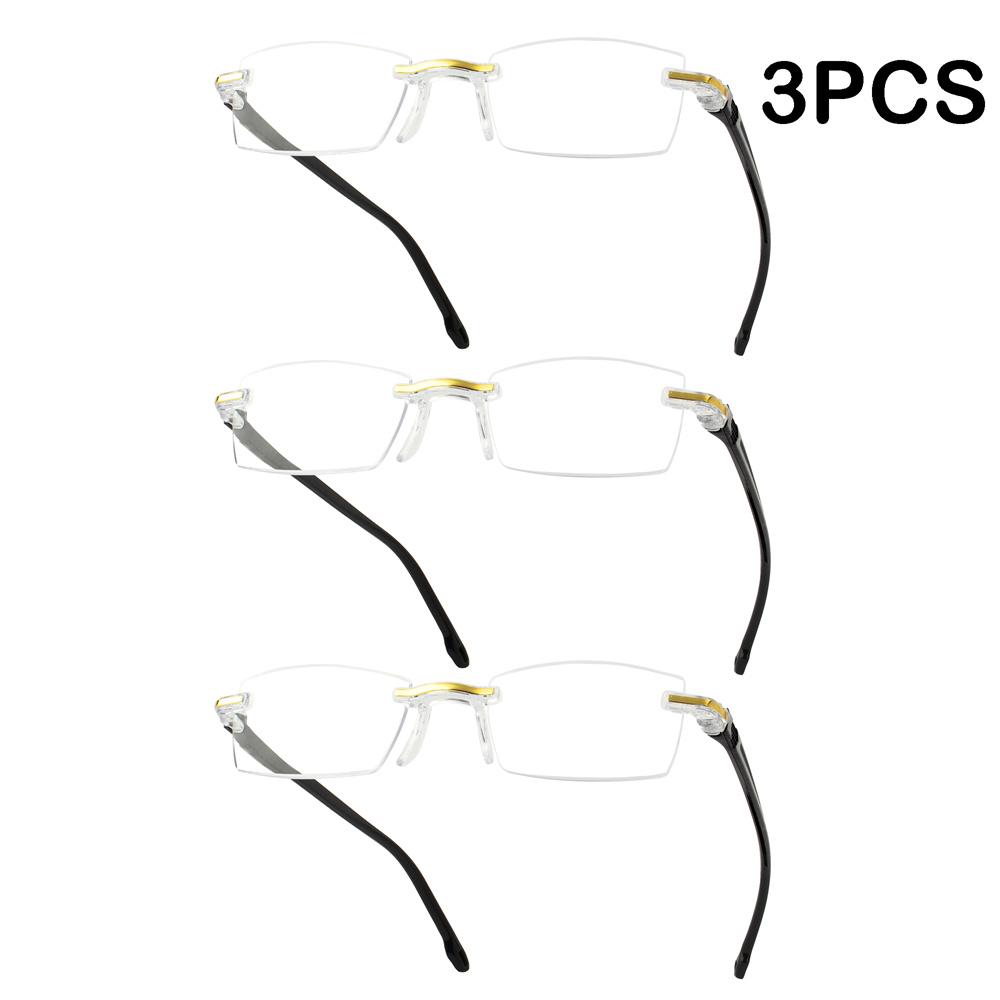 3PCS Fashion Lightweight Reading Glasses Presbyopia Glasses Blue Light Blocking Glasses Rimless High-Definition Reading Glasses C3
