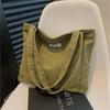 Korean Style Cotton Tote Bag for Women Solid Color Large Capacity Handbag Fashionable Casual Shoulder Purse CLE