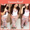 Charmante Kleinkind Mädchen Kinder Blumen Oberteile Hosen Hosen Stirnband 3er Outfits Set Kleidung