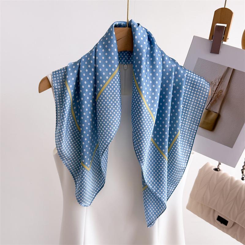 Elegant Spring Floral Silk-Blend Square Scarf - Headscarf & Neck Protection Neckerchief for Women