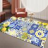 Classical Floral Area Rug Navy Blue Bohomian Patchwork  Rugs for Living Room Dining Room Bedroom Non Slip Stain Resistant Carpet