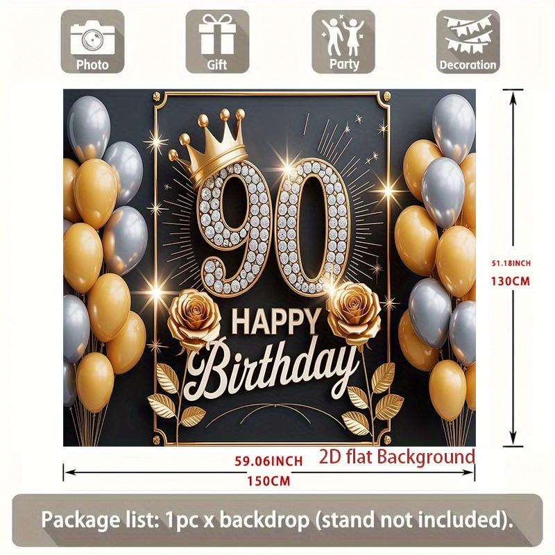 1 Stück Geburtstag 90. Geschenkbox Fotokabine Partybanner Gold #7871