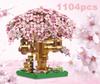 Pink Cherry Tree House Building Micro-particle Building Block Classic Model Girl Boy Difficult Assembly Miniature Blocks Toy Kid