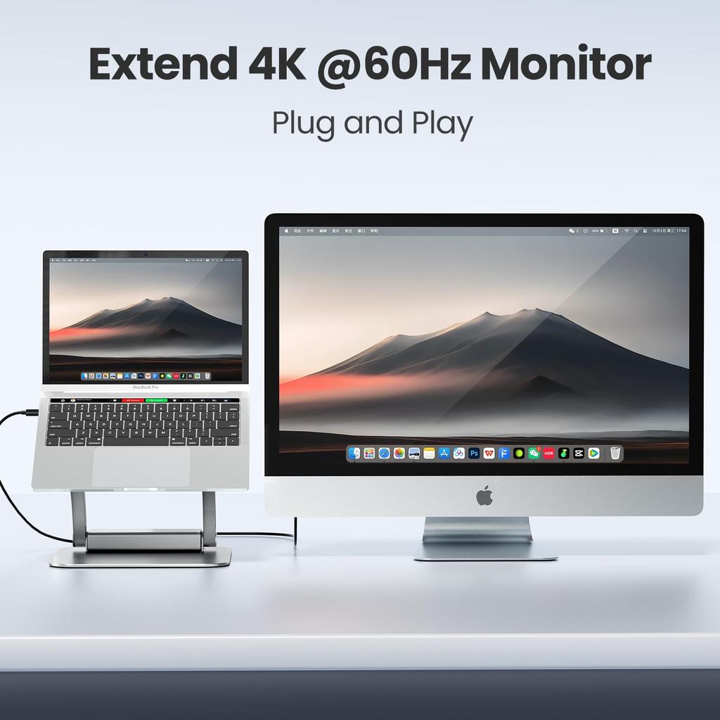 Tounee Laptop Stand with Detachable 100W PD Host Ergonomic Aluminum Laptop Fits Inch and Gray USB-C Hub, Charging, 4K@60Hz HDMI, USB-A & USB-C 3.0