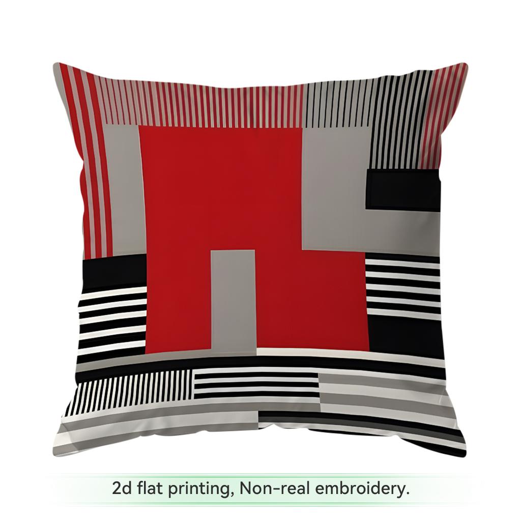 1 Red And Black Geometric Bag Cushions Pillowcase Polyester Cushion Cover Throw Pillow Pillowcover Home Car Sofa Decor